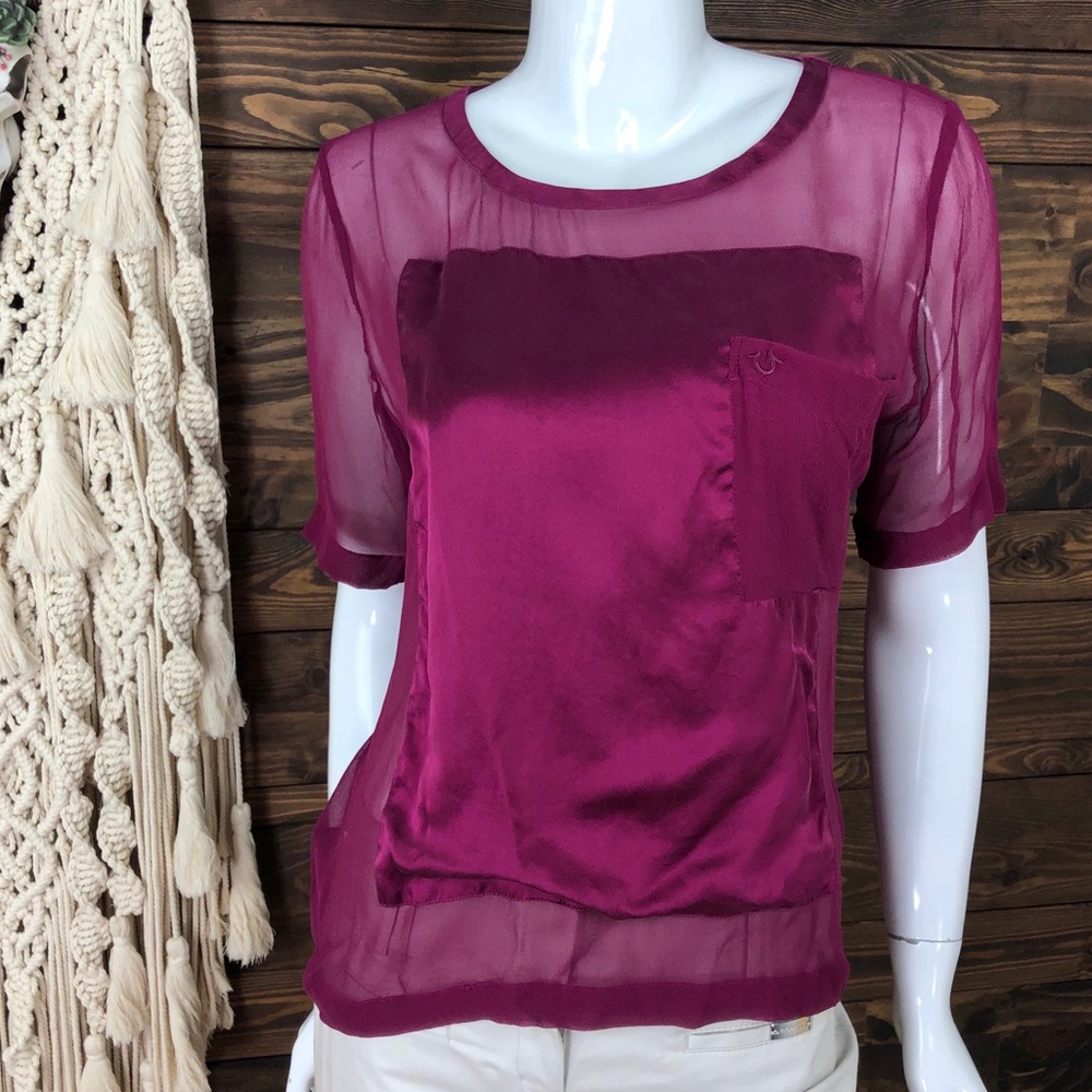 True Religion‎ | Sheer Satin Silk Pocket Blouse